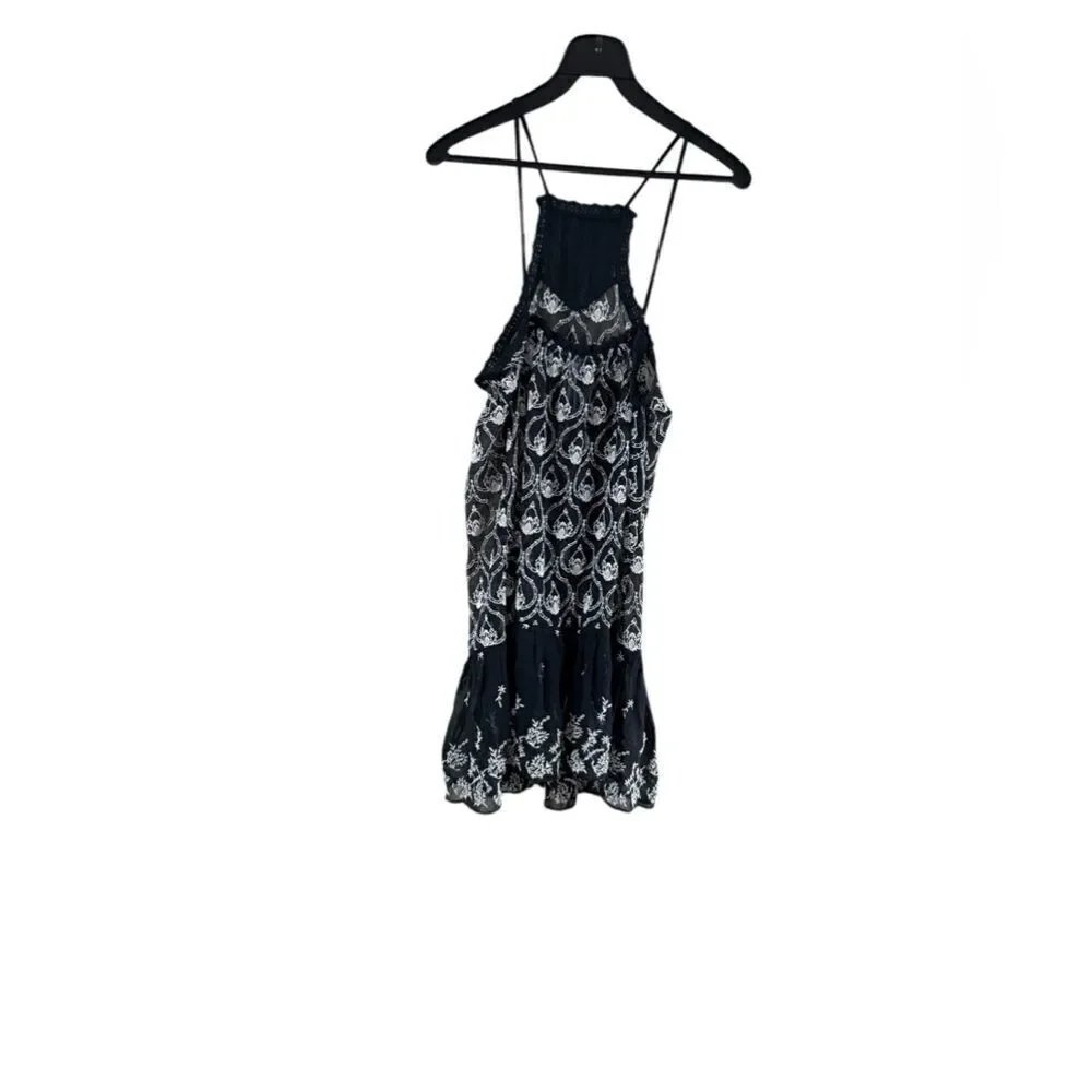 Anthropology size XS black spaghetti strap for ruffle hem dress